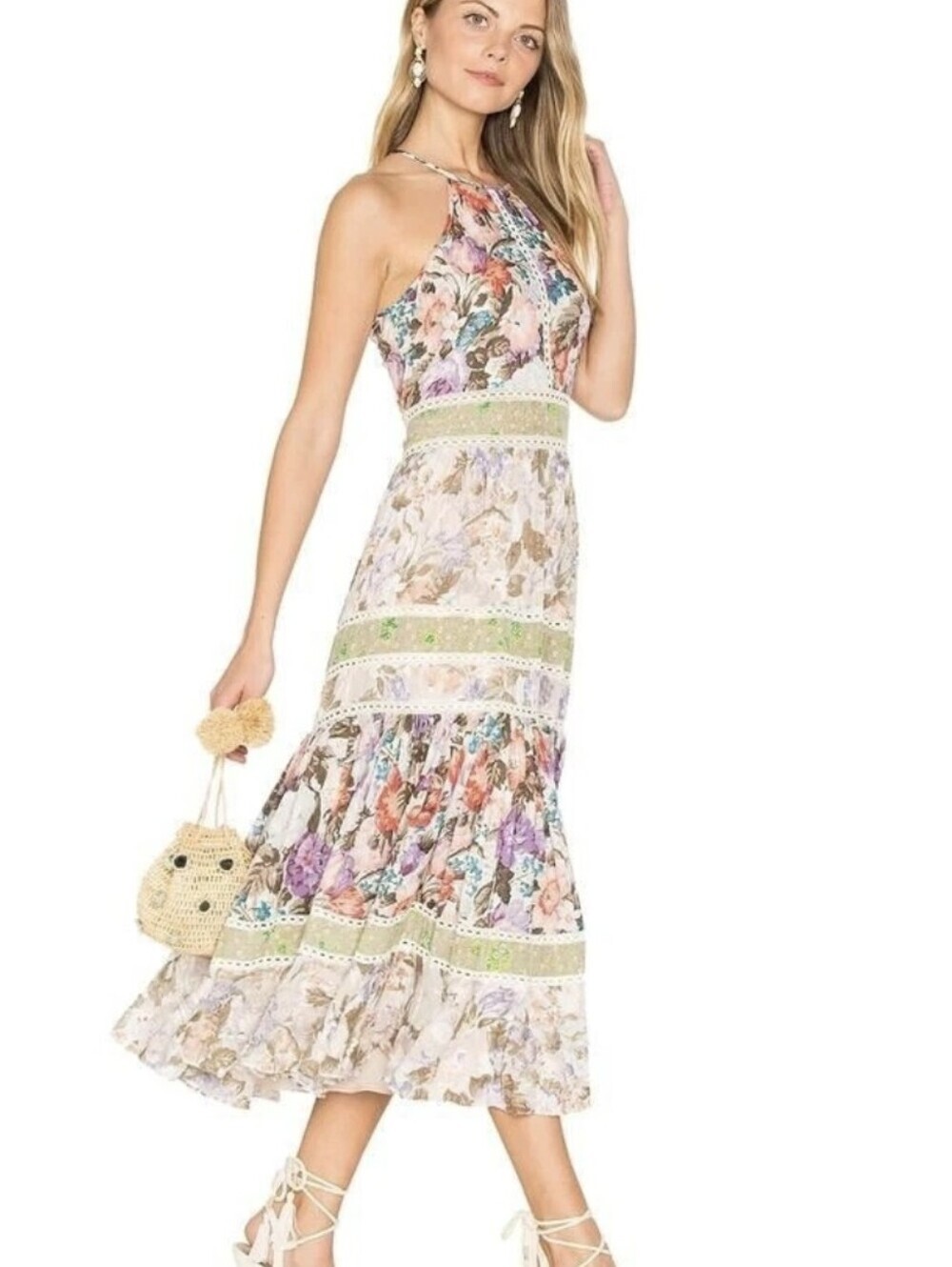 Rebecca Taylor Print Mix Midi Dress in Print Mix Combo Size 4 - Picture 2 of 11
